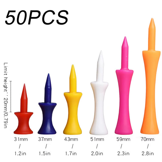 50Pcs Colorful Plastic Golf Tee Step down Graduated Castle Tee Height Control Golf Ball Holder Golf Accessories