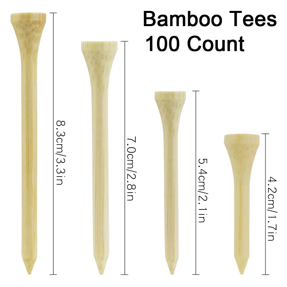 100 Count Golf Tees Bamboo Tee Golf Balls Holder 4 Sizes Available Stronger than Wood Tees Drop Ship 42Mm 54Mm 70Mm 83Mm