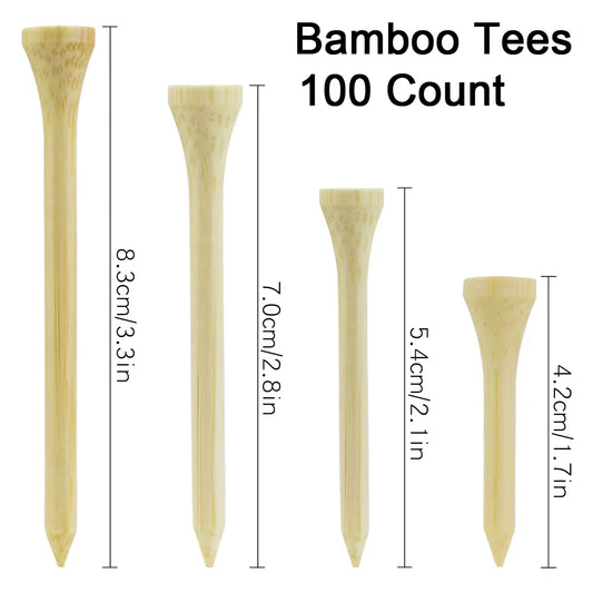 100 Count Golf Tees Bamboo Tee Golf Balls Holder 4 Sizes Available Stronger than Wood Tees Drop Ship 42Mm 54Mm 70Mm 83Mm